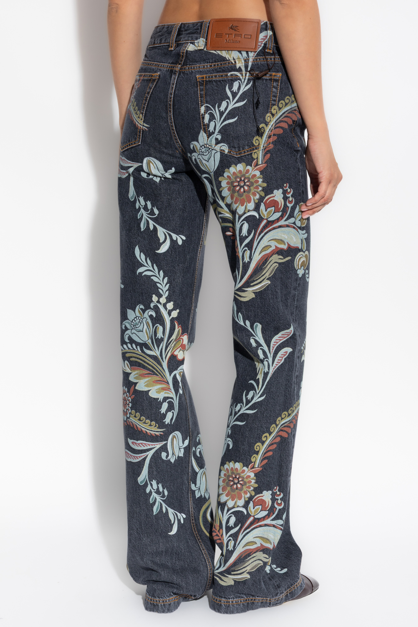 パンツ ETRO Woman Pants Blue WREA003399SAEE3 X0887 ETRO Denim-jacquard high-rise wide-leg jeans | NET-A-PORTER